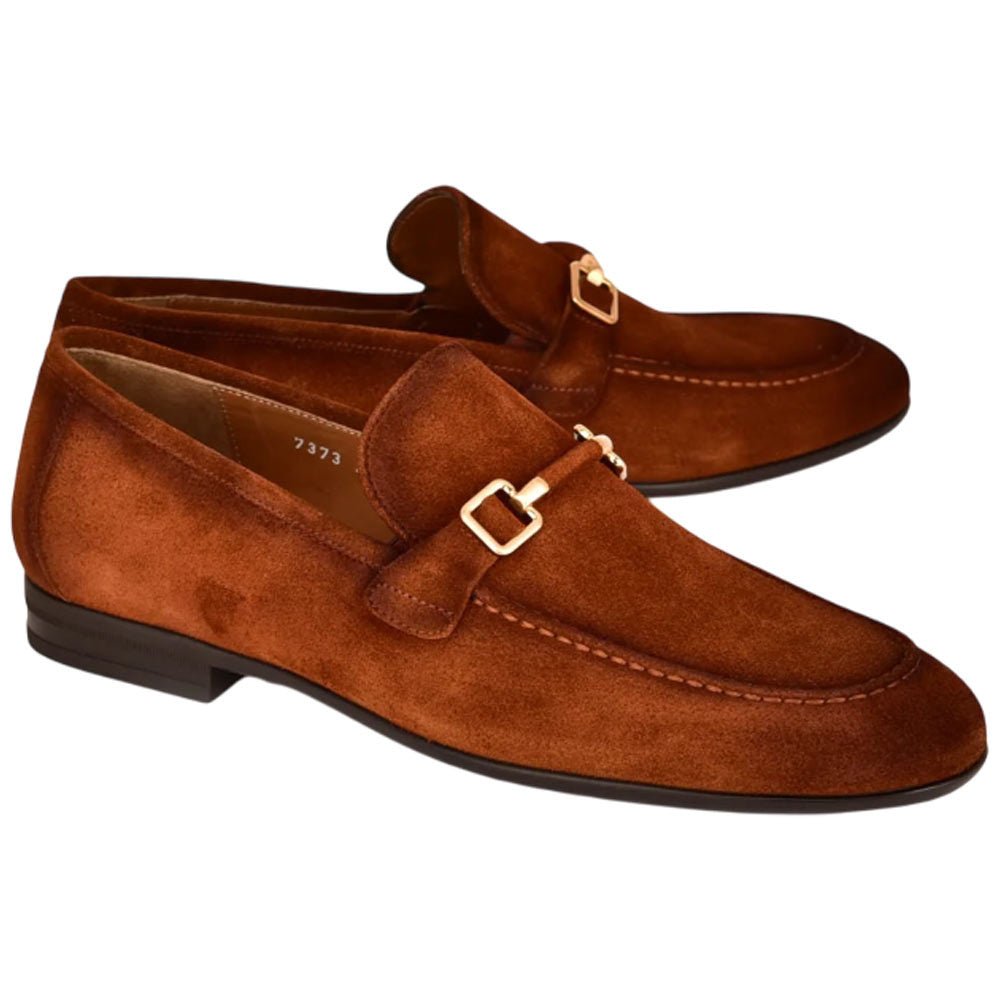 Corrente Men’s Tan Soft Suede Leather Buckle Round Toe Loafer - shoeclassix.com