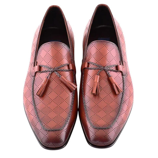 Corrente Men’s Tan Tassel Almond Toe Loafer - shoeclassix.com