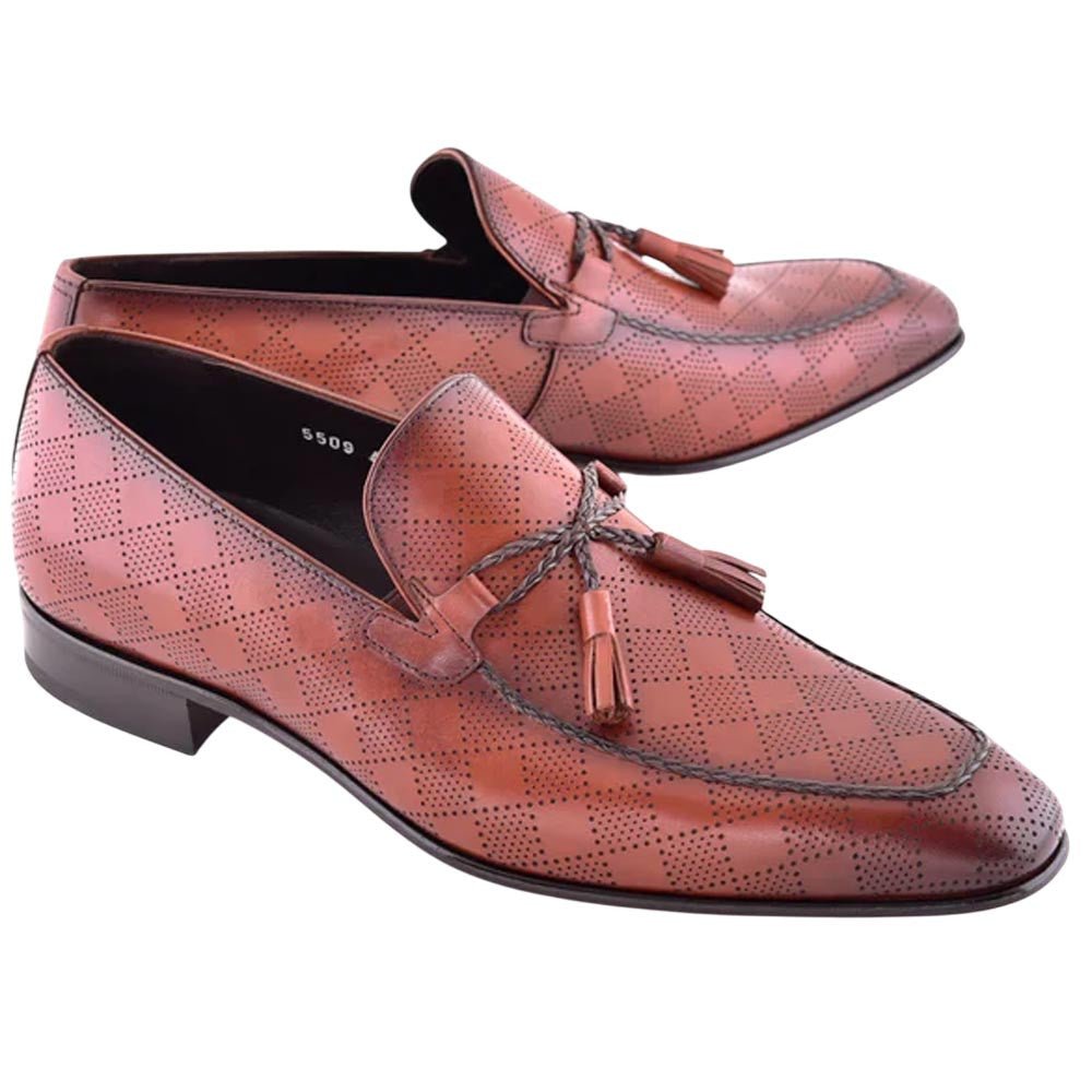 Corrente Men’s Tan Tassel Almond Toe Loafer - shoeclassix.com