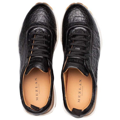 Mezlan Hill Men's Black Lambskin Dress Sneaker - Handmade in Spain