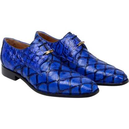 Belvedere Renzo Royal Blue Men’s Genuine Pirarucu Dress Shoes