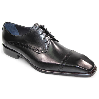 Duca Lombardi Men's Black Calf-Skin Leather Oxfords Shoes