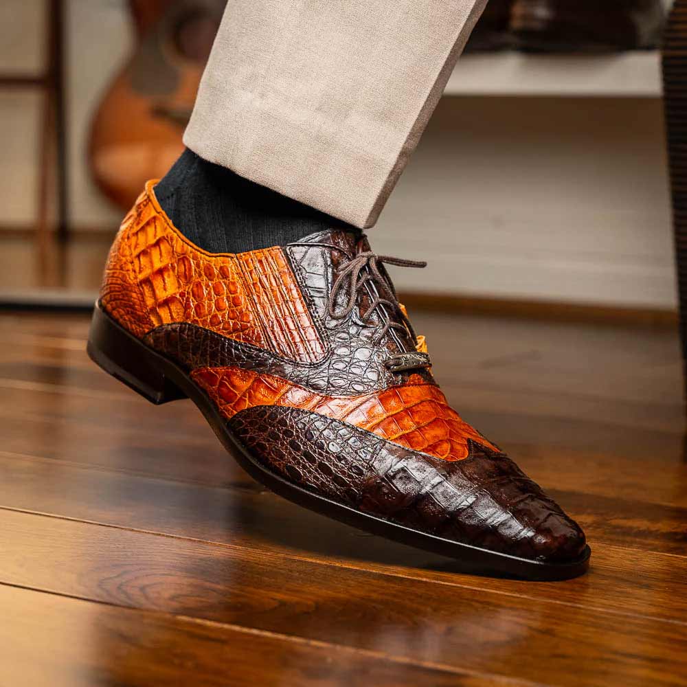 Marco Di Milano Luciano Caiman Brown/Cognac Wingtips Shoes