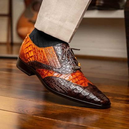 Marco Di Milano Luciano Caiman Brown/Cognac Wingtips Shoes