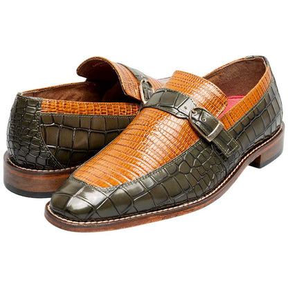 Stacy Adams Rubiano Moc Toe Buckle Strap Slip-On - Olive Multi