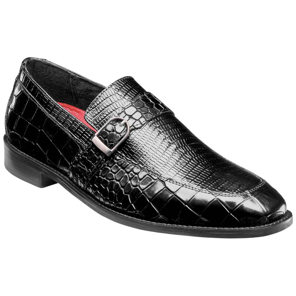 Stacy Adams Rubiano Moc Toe Buckle Strap Slip-On - Black