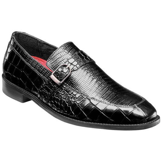 Stacy Adams Rubiano Moc Toe Buckle Strap Slip-On - Black