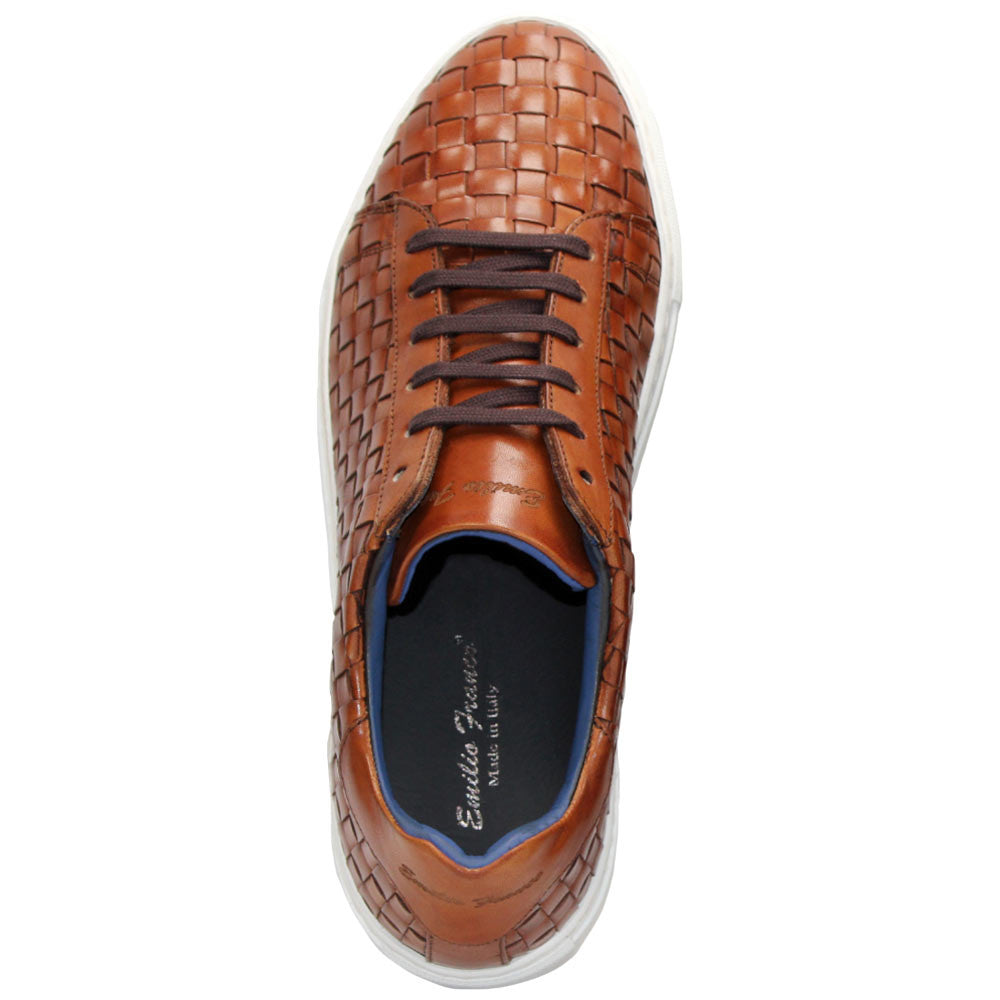 Tropea Cognac Calf-Skin Basket Weave | Emilio Franco Casual Dress Shoes for Men