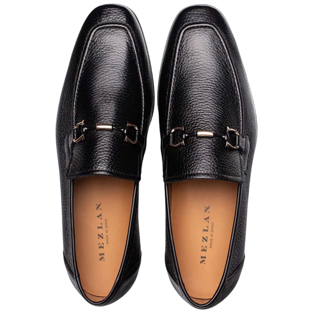 Marinelli Deerskin Ornament Black Moc Toe Slip On | Mezlan Dress Loafer for Men
