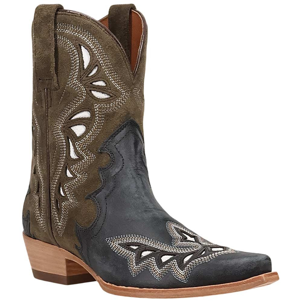 Dan Post Haven Women's Blue Leather Western Bootie - 8" Shaft, Snip Toe