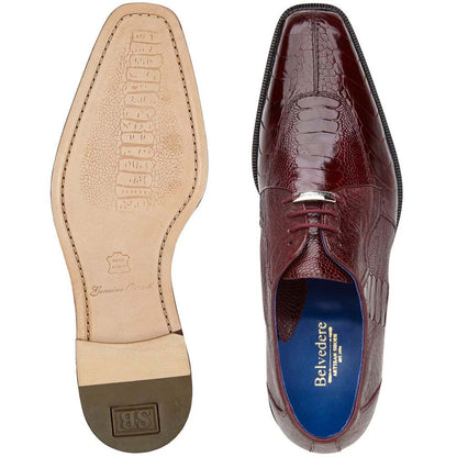 Belvedere Siena Men's Lace-Up Oxford Burgundy Genuine Ostrich Shoe