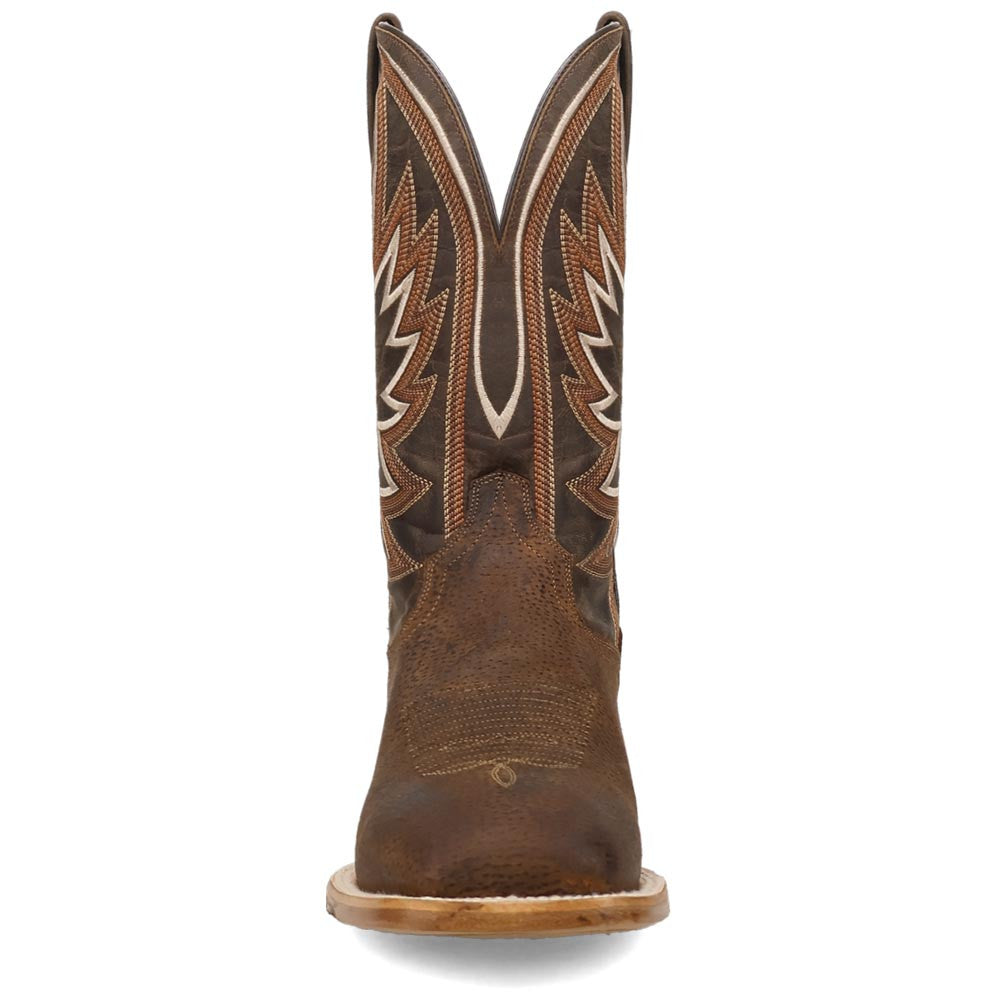 Dan Post Boar’s Run Rust Wild Boar Skin Broad Square Toe Western Cowboy Boots