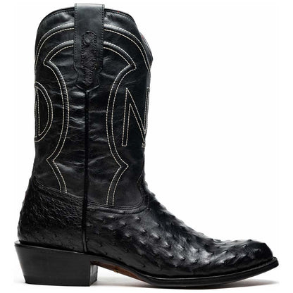 Savannah Genuine Full Quill Ostrich Skin Cowboy Black Boot | Marco Di Milano Western Boots