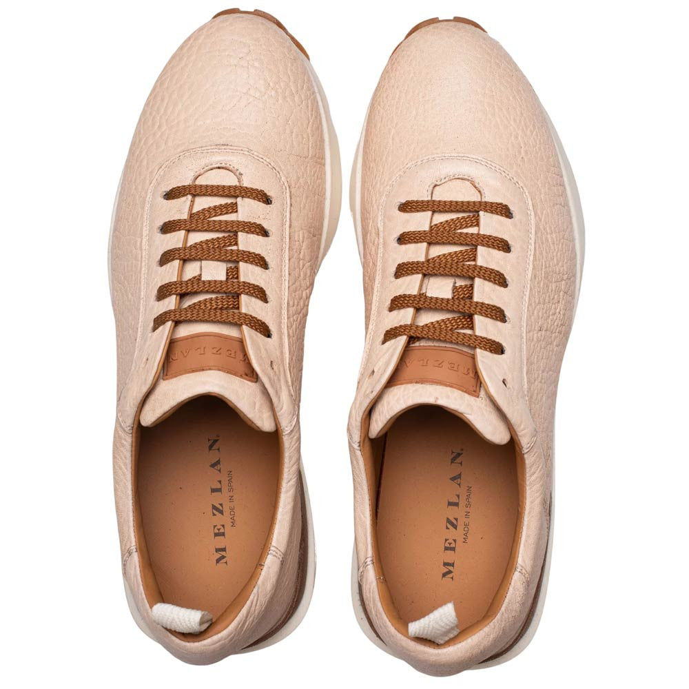 Mezlan Hill Men's Bone Lambskin Dress Sneaker - Handmade in Spain