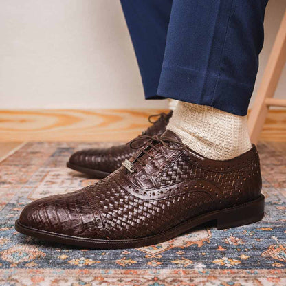 John Woven calfskin Genuine Caiman Crocodile Cap Toe Oxford | MARCO DI MILANO