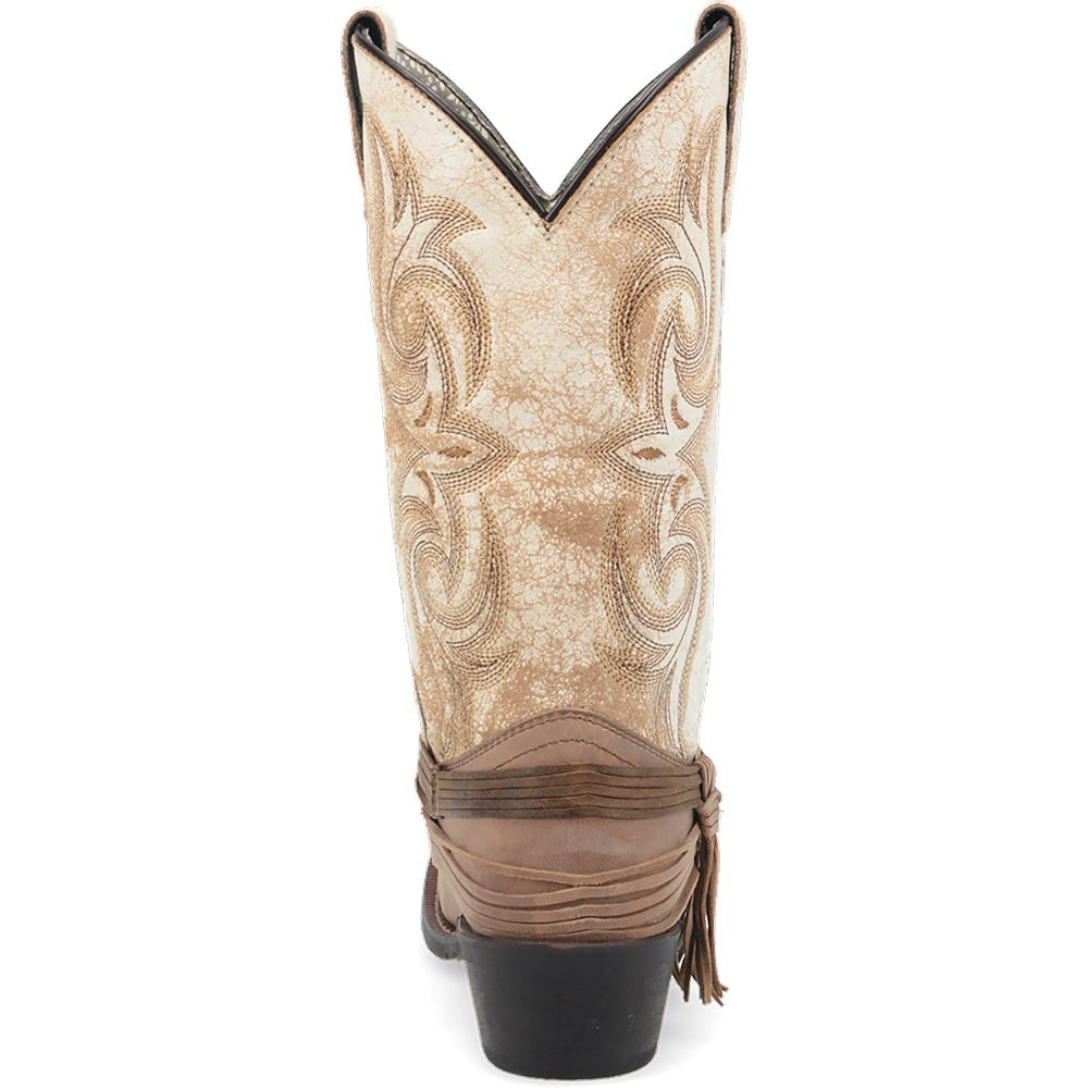 Laredo Myra Sand/White Leather Square Toe Western Cowgirl Boots (US Women Size)