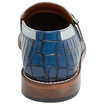 Stacy Adams Rubiano Moc Toe Buckle Strap Slip-On - Dark Blue Multi