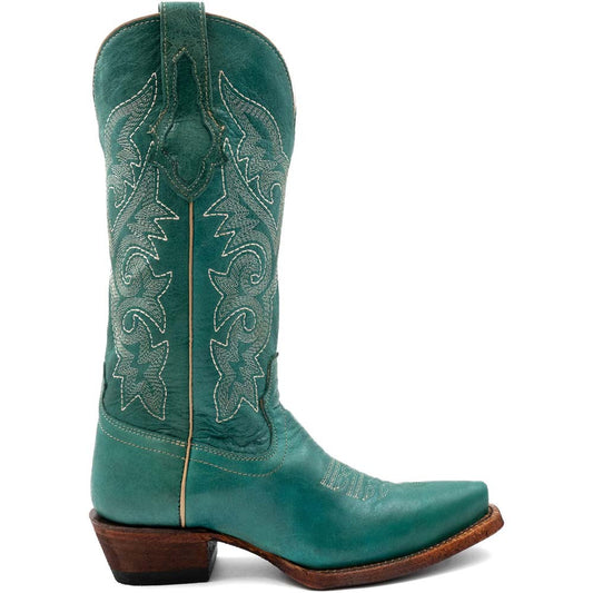Ferrini Women’s Mae Stoe Turquoise Square Toe Leather Cowboy Boots