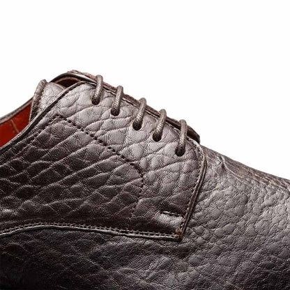 Mezlan Aspen Pebbled Leather Derby - Men's Brown Lambskin Derby