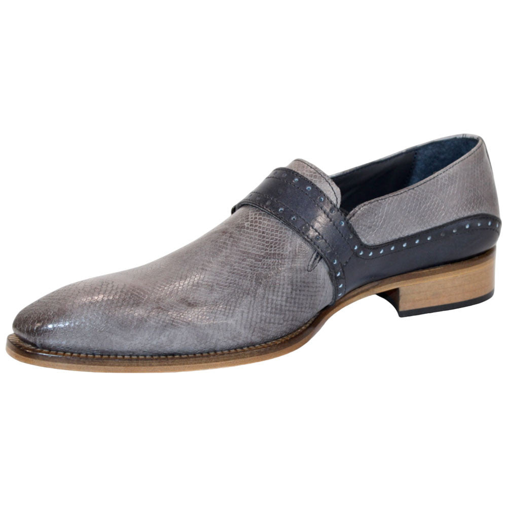 Duca Sezze Men's Light Grey/Dark Grey Snake Print/Calf-Skin Leather Loafers