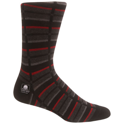 Offset Stripe Red/Black Men’s Crew Dress Sock | Stacy Adams Premium Socks