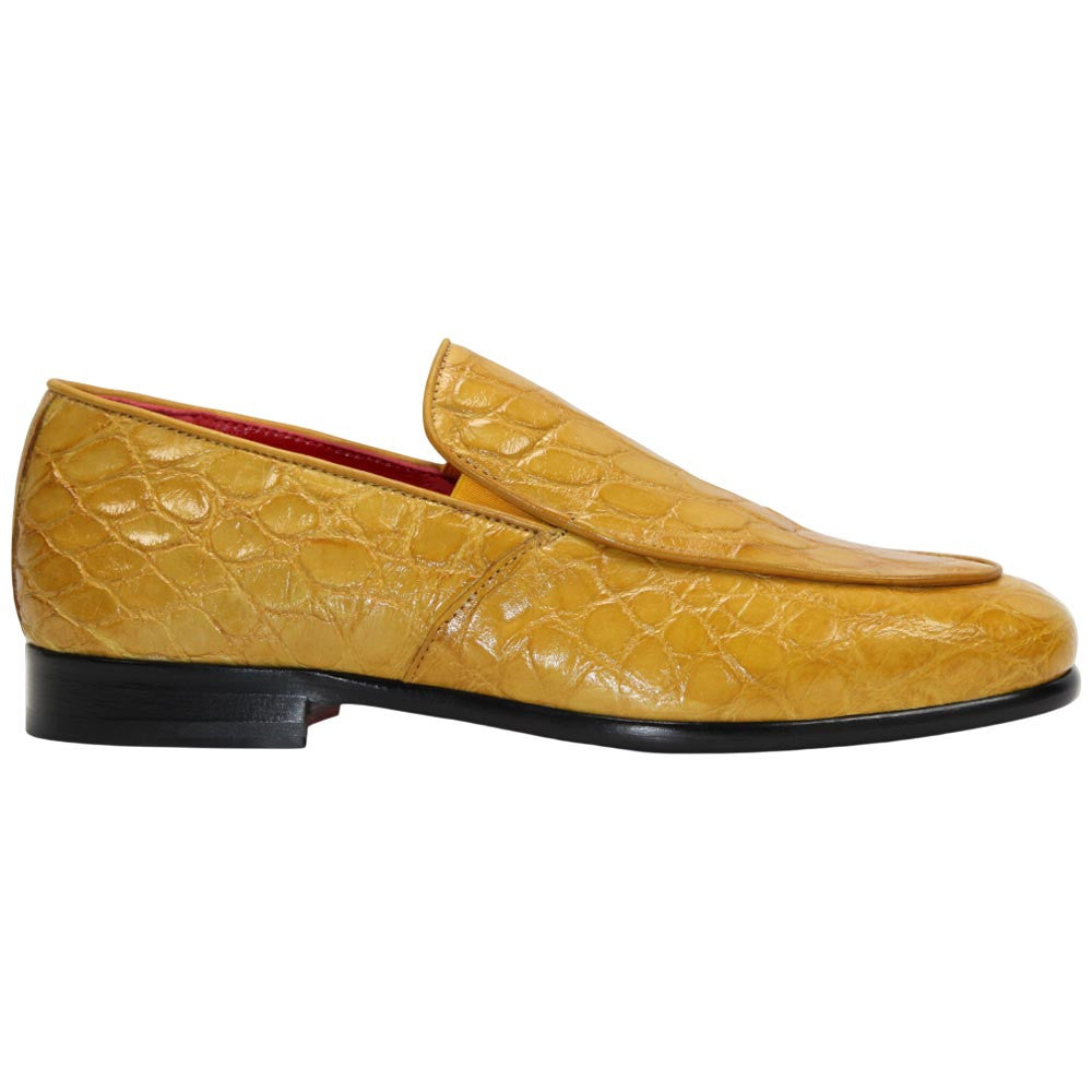Fennix of Italy Genuine Alligator Skin EASTON Mustard Trendy Loafer(US Men Size)