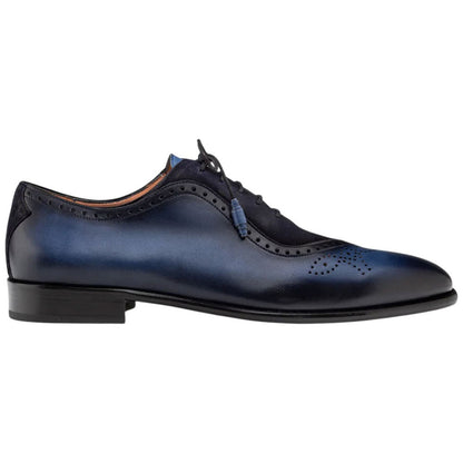 Mezlan Eagle Calf/Suede Oxford - Men's Blue/Navy Multi-Toned Oxford