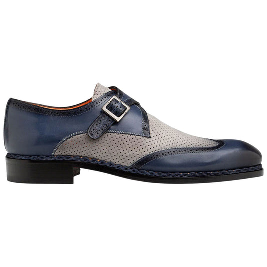 Mezlan Men's Wingtip Monk Strap Spectator Blue/Grey Two-Tone Dress Shoes