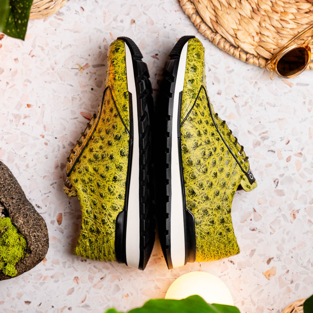 Marco Di Milano Scanno Antique Green Ostrich Fashion Sneakers