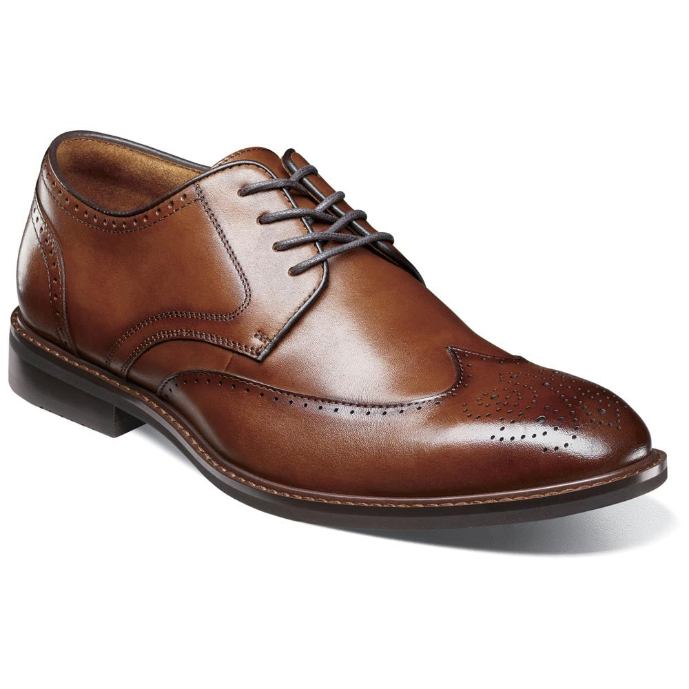 Stacy Adams Men’s Smooth Leather Wing Tip Brandy Oxfords Bennett