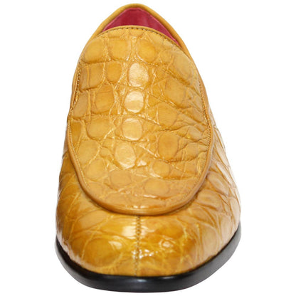 Fennix of Italy Genuine Alligator Skin EASTON Mustard Trendy Loafer(US Men Size)