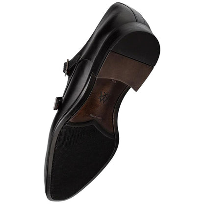 Mezlan Berkshire Double Monk Strap - Men's Black Patina Calfskin
