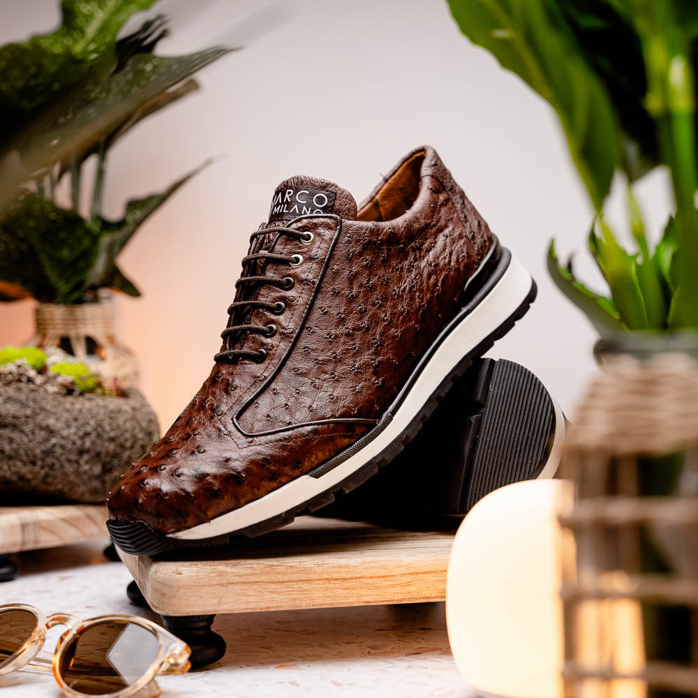 Marco Di Milano SCANNO Ostrich Brown Classic Fashion Sneakers