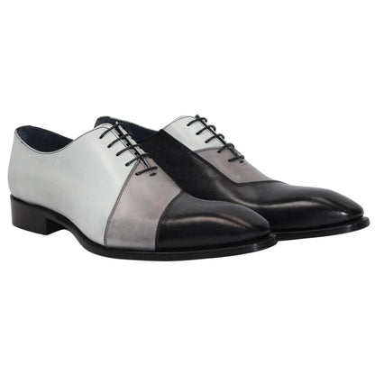 DUCA Spoleto II Men's Black Combo Italian Leather Spectator Oxford Shoes