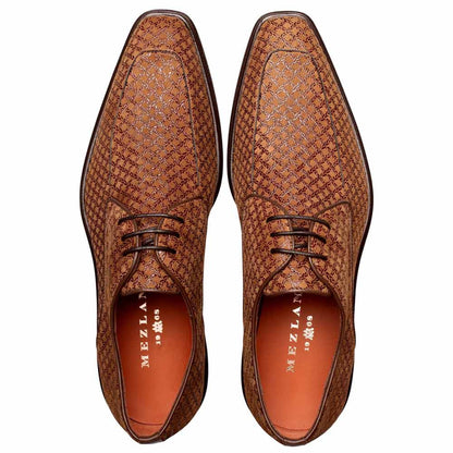 Mezlan Montage Printed Suede Derby - Men's Tan Exclusive Printed Suede Derby