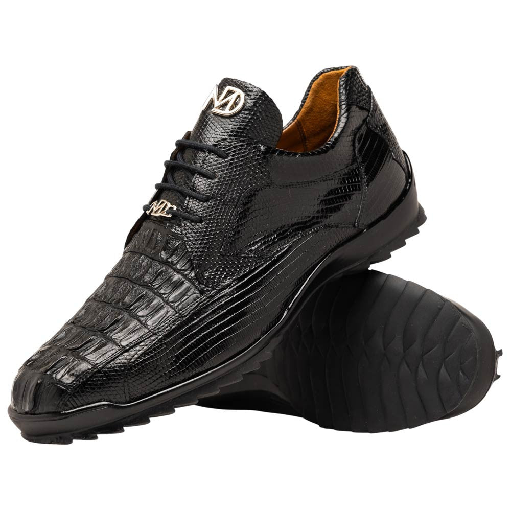 Marco Di Milano Crater Caiman & Lizard Sneaker - Black
