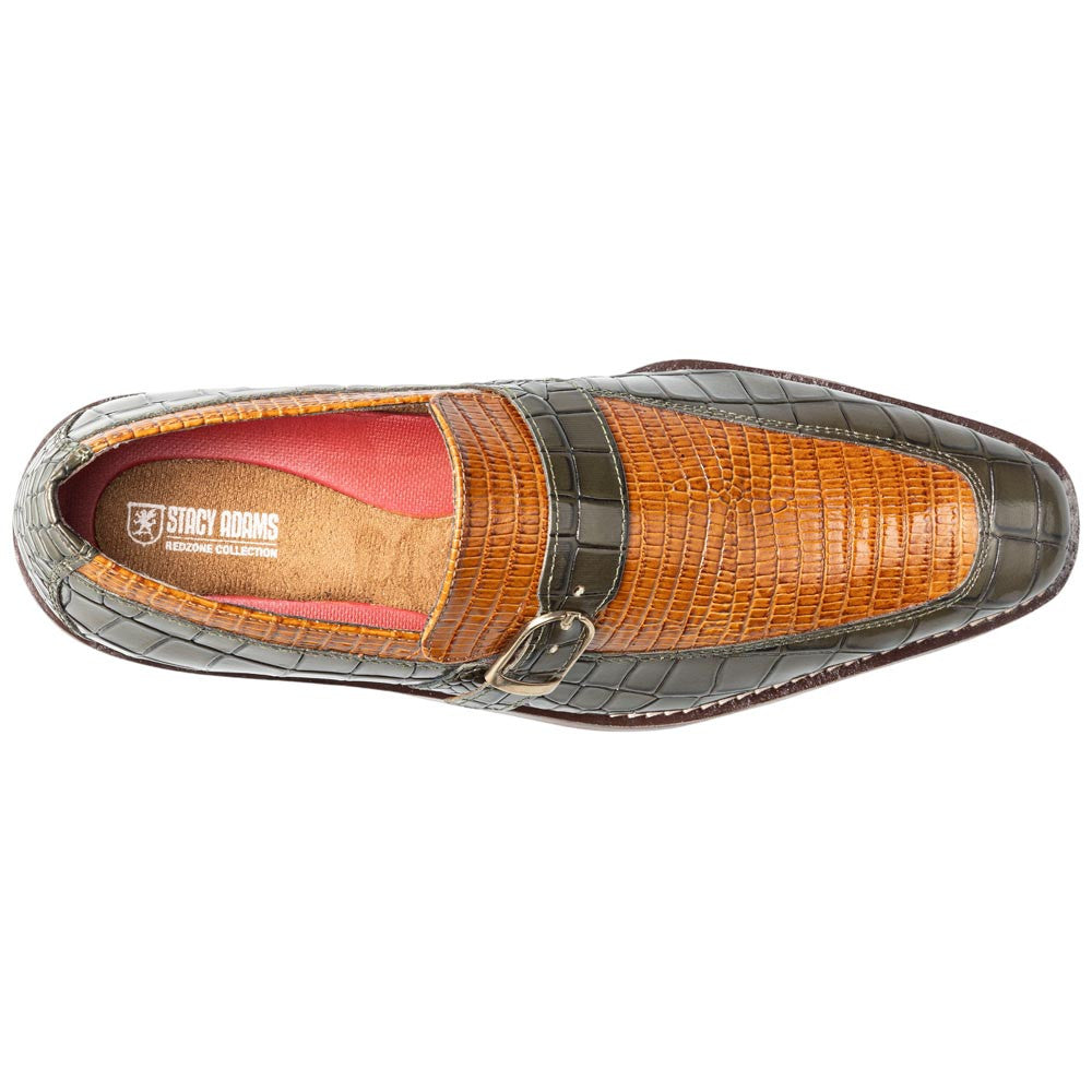 Stacy Adams Rubiano Moc Toe Buckle Strap Slip-On - Olive Multi