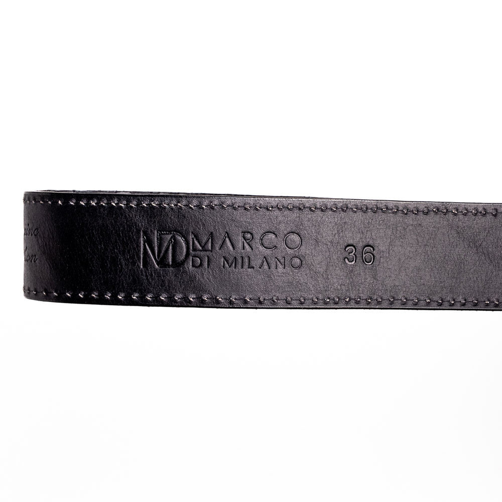 Arkansas Genuine Python Skin Western Belt in Black with Antique Western Buckle | Marco Di Milano Exotic Belt