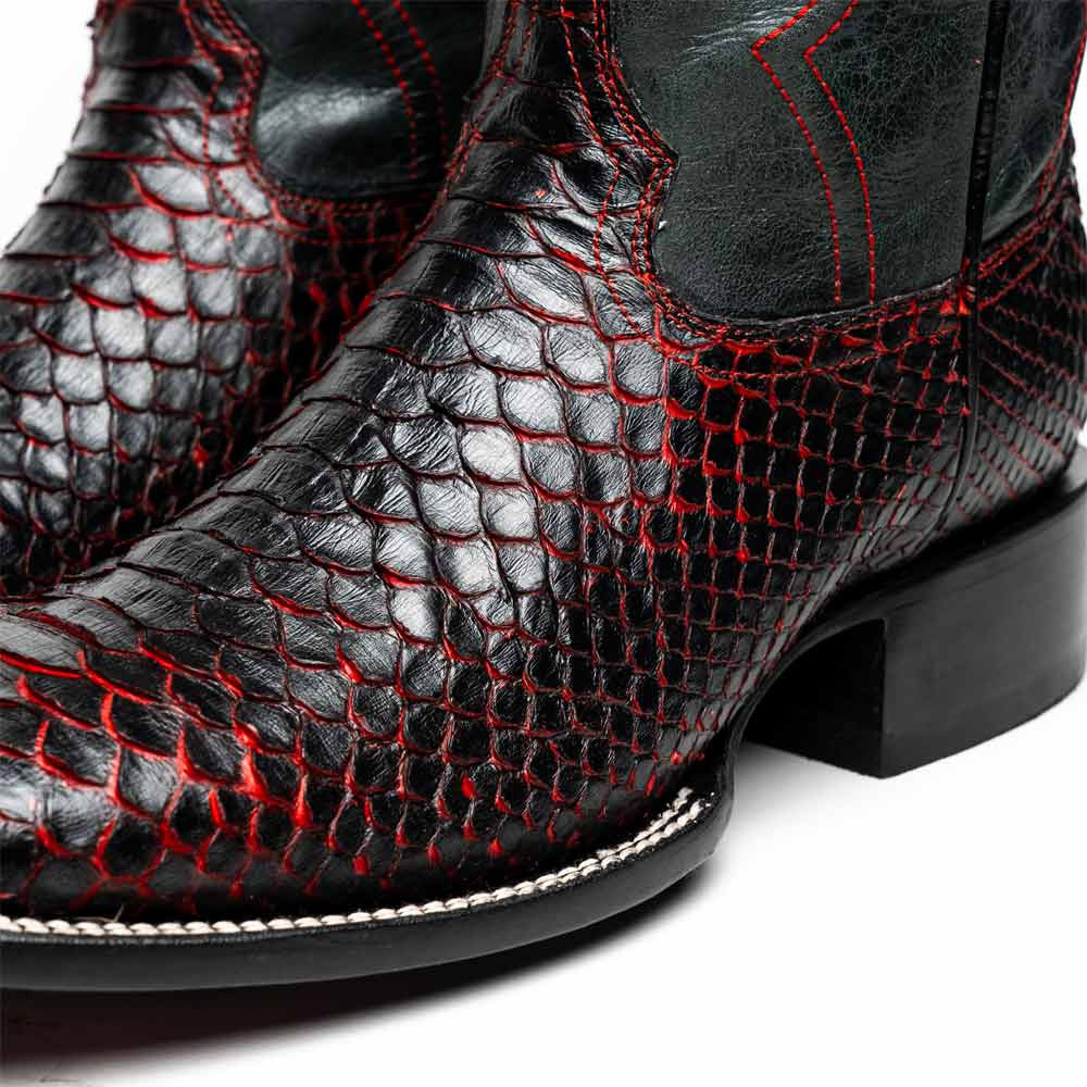 Missouri Genuine Python Skin Black Cherry Cowboy Boot | Marco Di Milano Western Boots