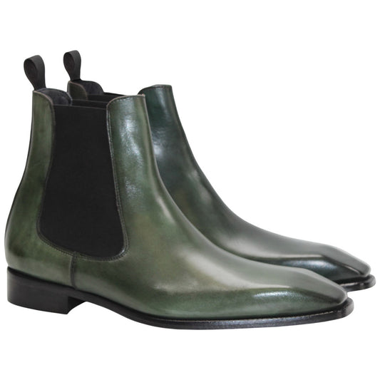 Duca Empoli Men's Green Calf-Skin Leather Boots