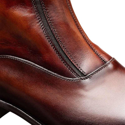 Mezlan Men's Maverick Chocolate/Rust Hand-Burnished Patina Cap Toe Ankle Boot