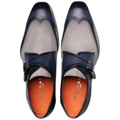 Mezlan Men's Wingtip Monk Strap Spectator Blue/Grey Two-Tone Dress Shoes
