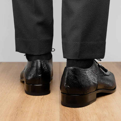 Marco Di Milano Merida Black Caiman & Lizard Dress Derby