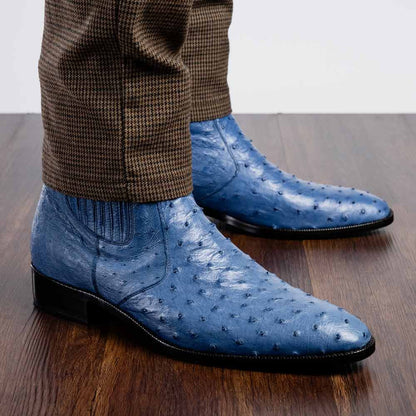 Marco Di Milano Giorgio Genuine Ostrich Chelsea Boot - Blue Jeans