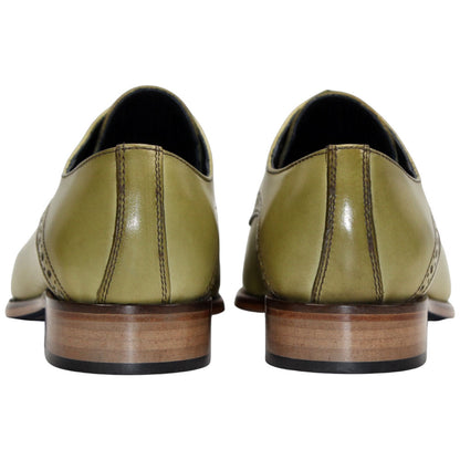 Duca Lombardi Men's Olive Calf-Skin Leather Oxfords Shoes