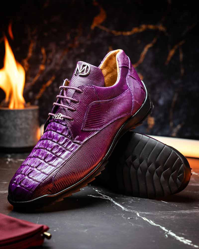 Marco Di Milano Crater Caiman & Lizard Sneaker - Purple
