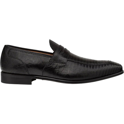 Mezlan Men's Mayor Lizard Penny Loafer in Black