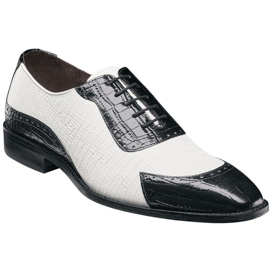 Stacy Adams Tarango Modified Cap Toe Black and White Oxford Shoes for Men