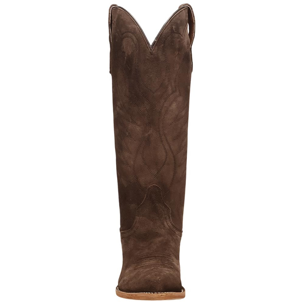 Dan Post Neon Prairie Women's Brown Suede Leather Western Boot - 15" Shaft, Narrow J Toe