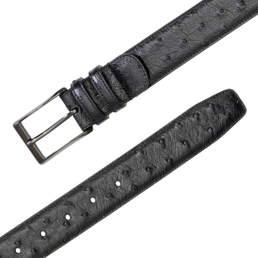 Mezlan Men's Genuine Ostrich Belt in Black